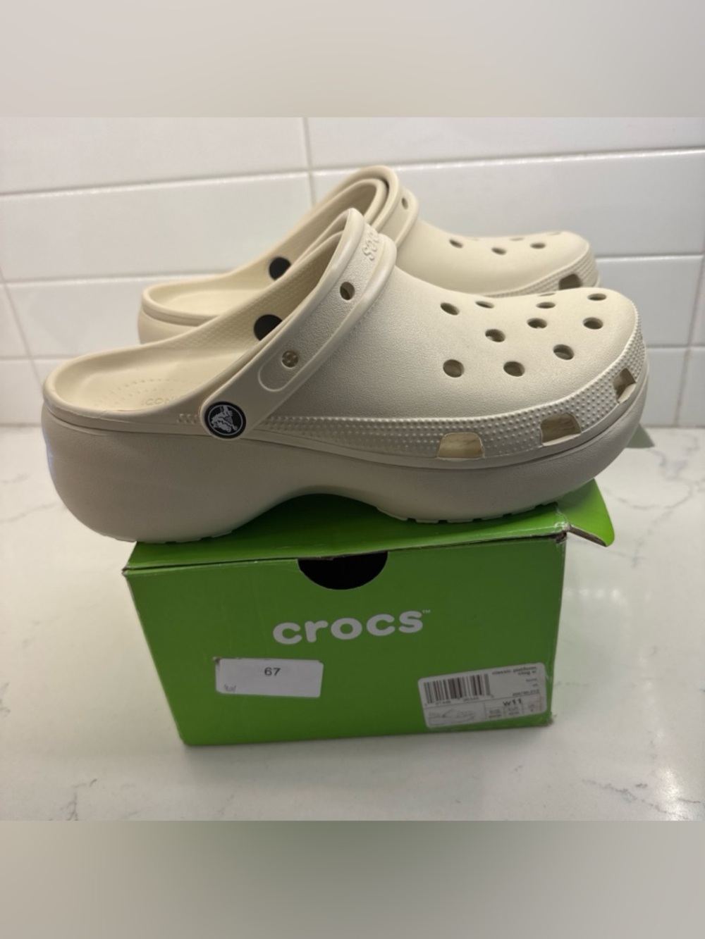 CROCS Platform Clog in Light Beige Shoes